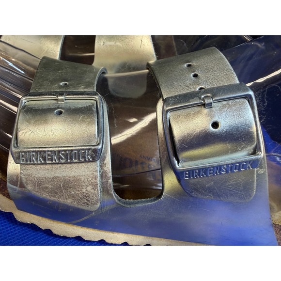 Birkenstock Arizona Silver Metallic Sandals EU 38 US Women 7-7.5 - Picture 3 of 10